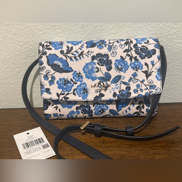 Kate Spade Floral Crossbody Bag in Blue and Black - Picture 2 of 9